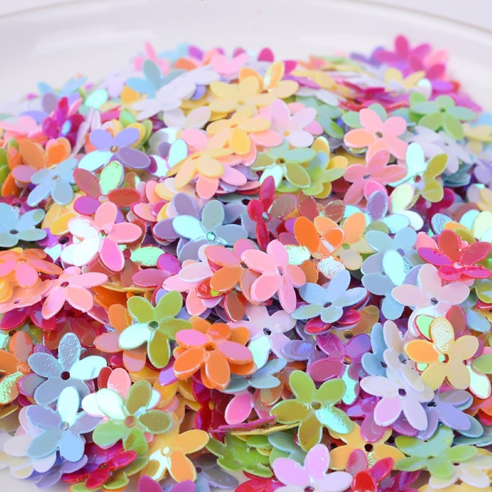 Angel Malone 10g/ +400pcs Quality Metallic Flower Disk Sequins Card Making, Scrapbooking, Sewing Trimmings, Table Confetti, Bridal Wedding Favours (Colourful)