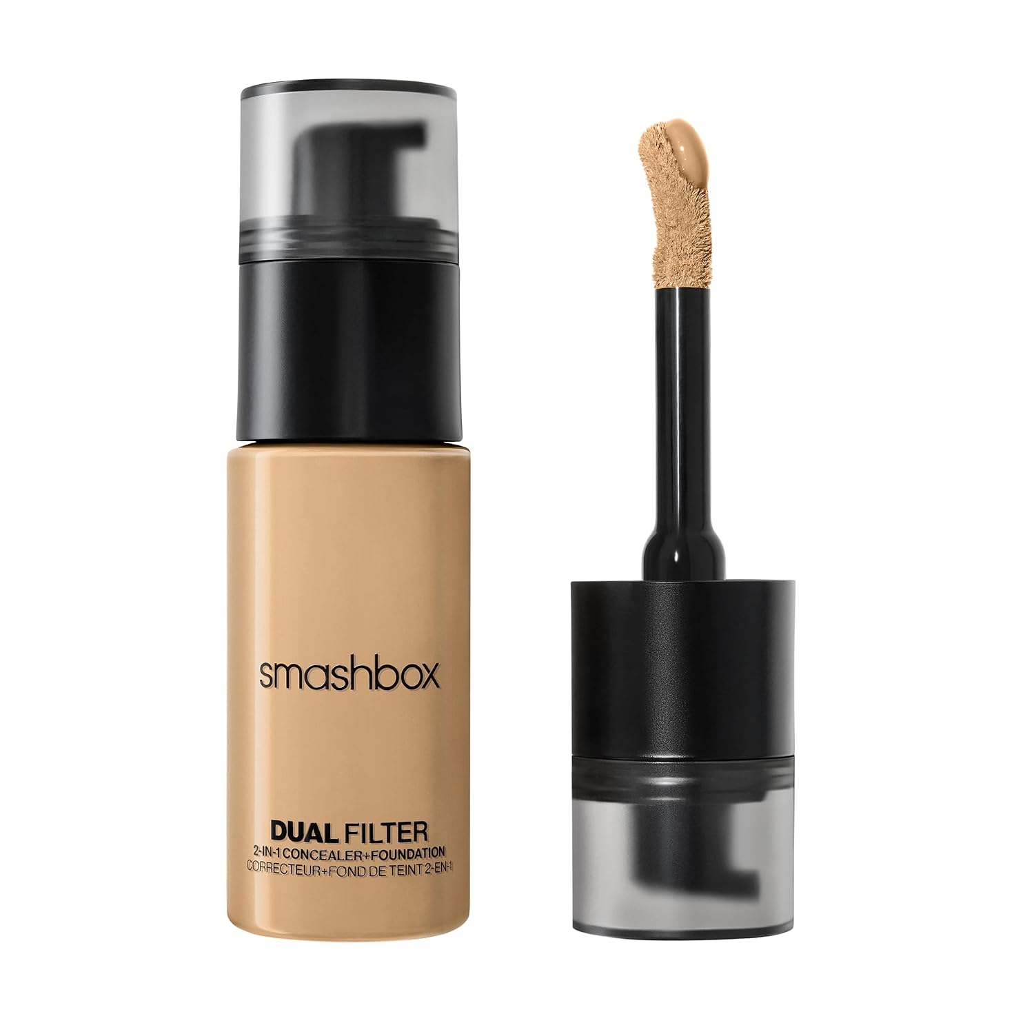 Smashbox Dual Filter 2-In-1 Full Coverage Concealer and Foundation | Long Lasting, Humidity Resistant, Buildable, Liquid Foundation with Radiant, Skin Like Finish