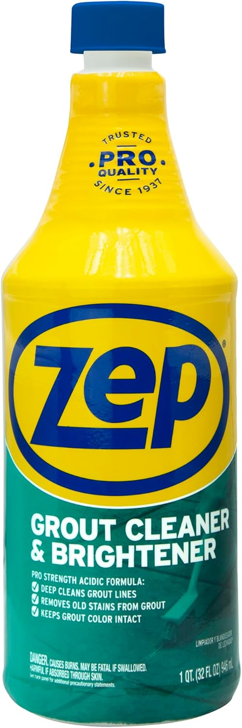 Zep Grout Cleaner and Brightener - 32 Ounce (1 Bottle) - ZU104632 - Deep Cleaning Formula Removes Old Stains From Grout