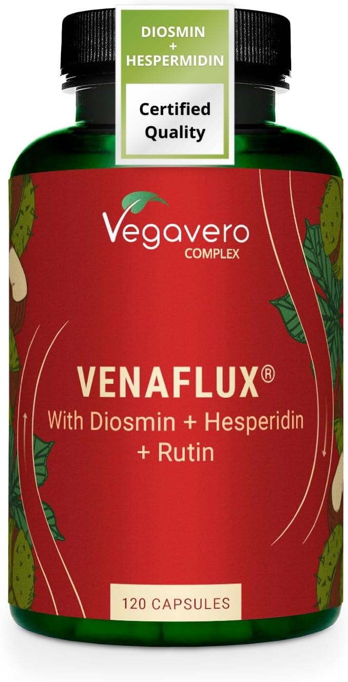 Vegavero Circulation Booster | with Diosmin, Hesperidin, Rutin, Horse Chestnut & Butcher’s Broom | 120 Capsules | Leg Flow, Haemorrhoids & Varicose Veins Relief | Vegan