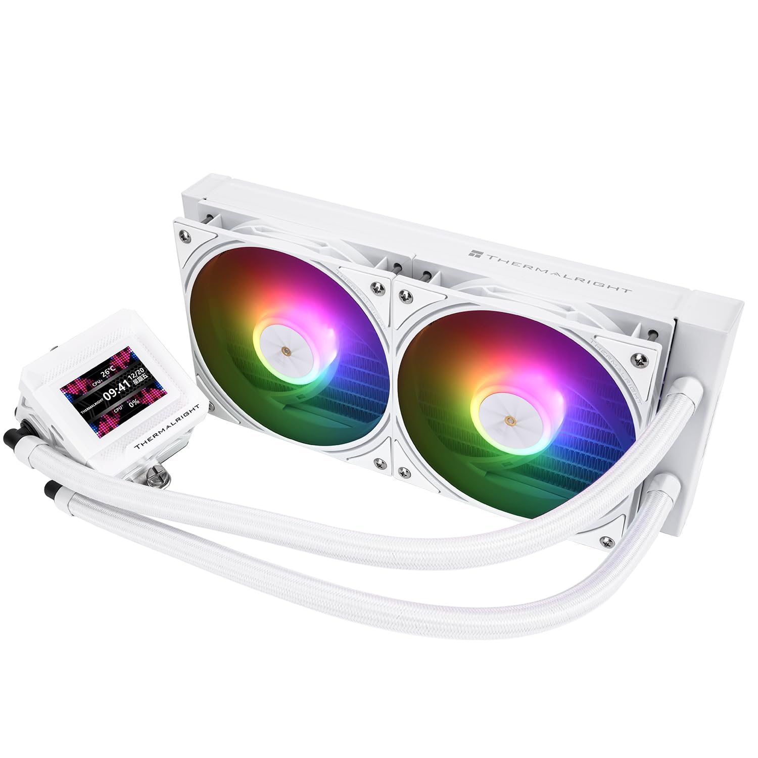 TR-FW SE 240 ARGB White CPU Water Cooler,2 PWM Fans Water Cooling System,IPS LCD Screen with 320 * 240 Resolution,for AM4/AM5,Intel LGA1851/1700,Computer CPU Liquid Cooler for 2in IPS Display