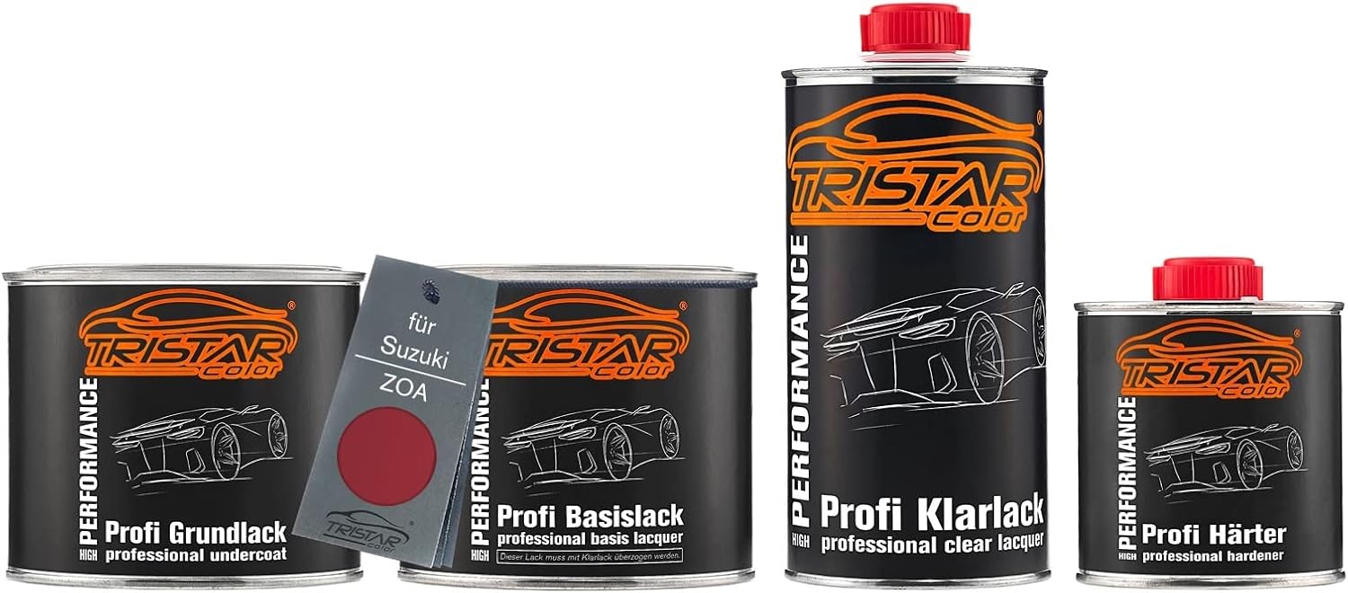 TRISTARcolor Car paint Set can ready for spraying for Suzuki ZOA Toreador Red Perl Metallic under + base coat + 2K clear coat 1.75l