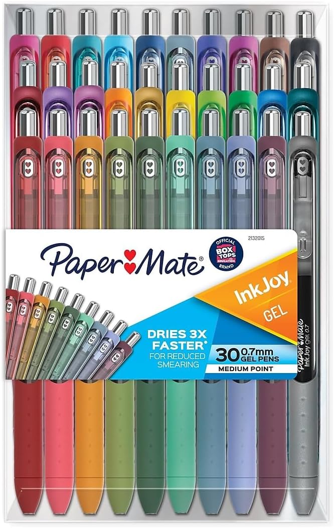 Newell Brands Paper Mate Inkjoy Gel Pen, Retractable, Medium 0.7 Mm, Assorted Ink And Barrel Colors, 30/pack