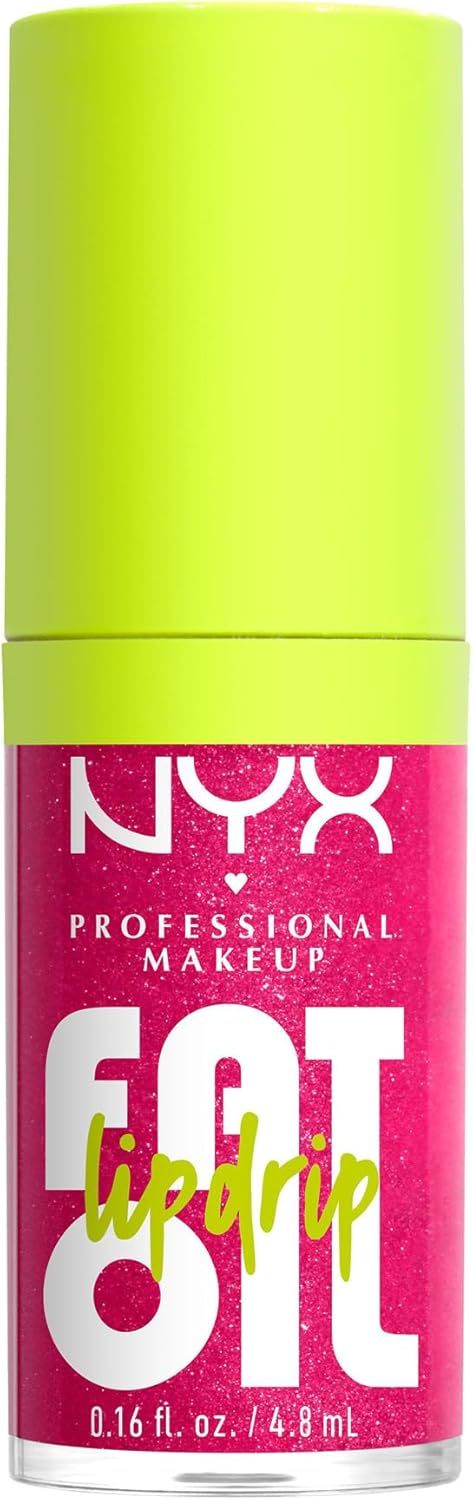 NYX Professional Makeup Lip Gloss, High Shine, Non-Sticky FInish, 12 Hours Hydrating, Fat Applicator, With Squalane, Raspberry and Cloudberry Oils, Fat Oil Lip Drip, Shade: Supermodel
