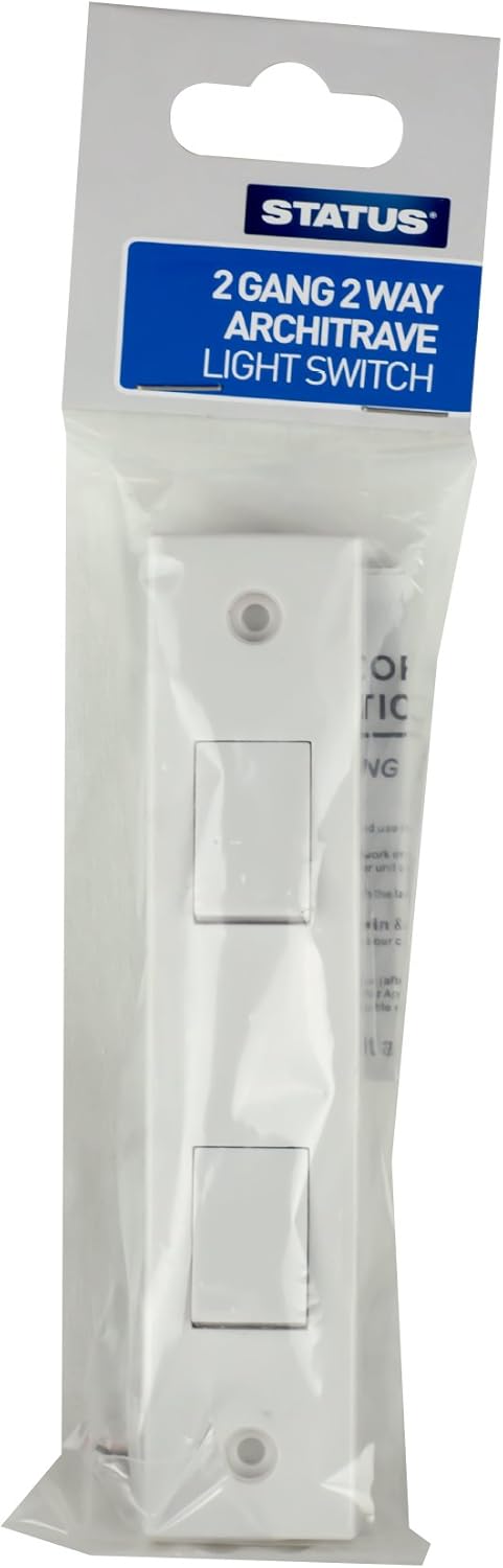 STATUS Double Light Switch | White 2 Gang 2 Way Light Switch | S2G2W10AARCHLSB6