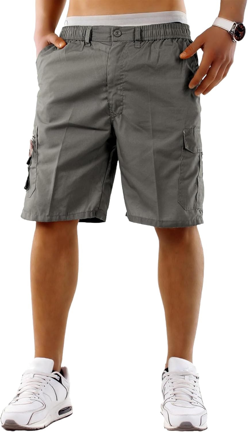 westAce Mens Cargo Shorts Combat Multi Pocket Elasticated Waist Plain Lightweight Relaxed Casual Shorts M L XL 2XL 3XL