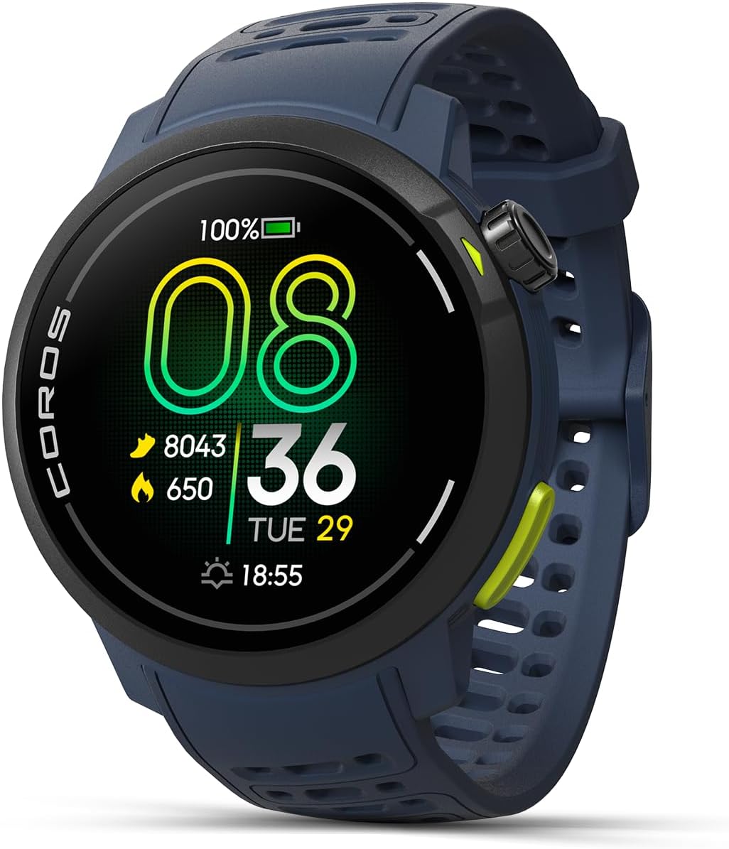COROS PACE Pro GPS Sport Watch, 1.3-inch AMOLED Touchscreen, Fastest in Class Processor Running Watch, 20 Days Battery Life, Navigation with Global Offline Maps, Sleep Tracking, Running - Blue