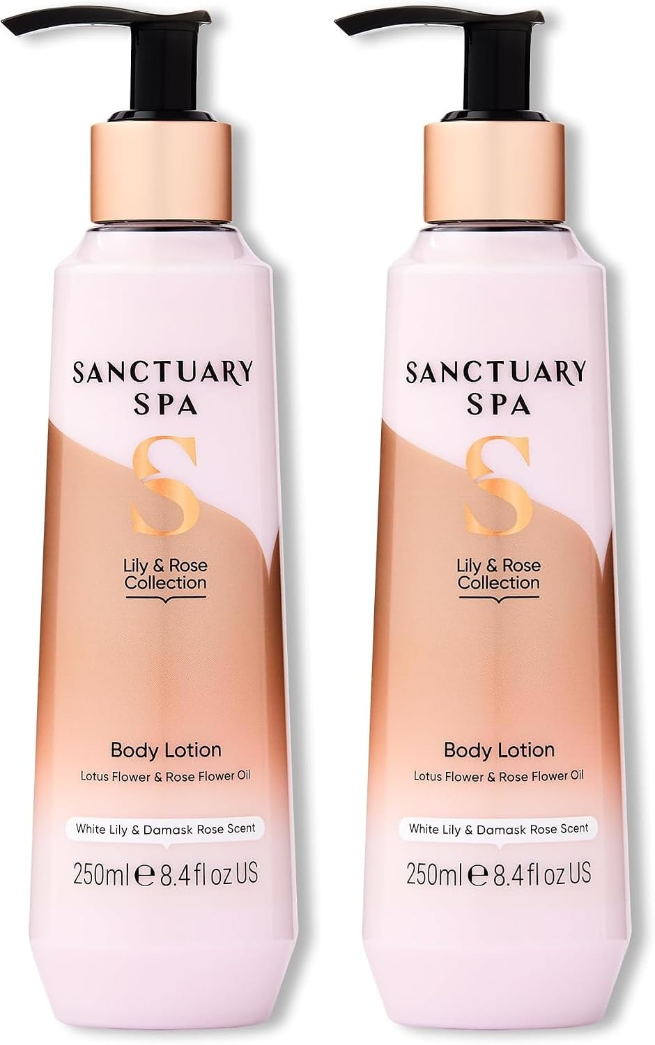 Sanctuary Spa Lily And Rose Body Lotion, Body Moisturiser, With Lotus Flower And Vitamin C, Vegan And Cruelty Free 250ml (Pack of 2)