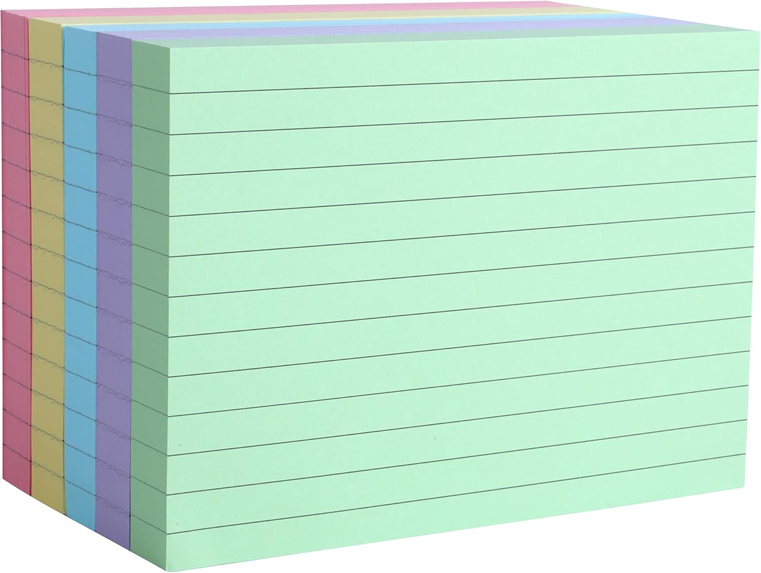 QAINJG A6 Ruled Index Crads, 400Pcs Revision Cards, 5 Colours Record Cards for Office School Learning