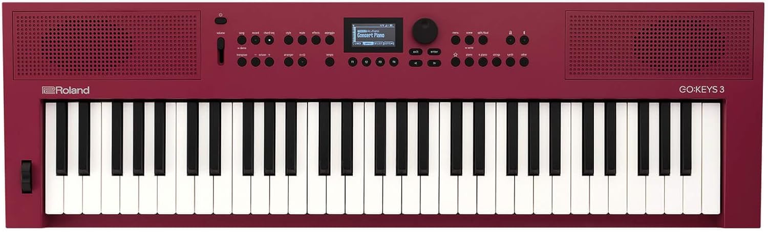 Roland GO:KEYS 3 Music Creation Keyboard | 61-Note Keyboard | ZEN-Core Engine with Over 1000 Onboard Sounds | Built-In Stereo Speakers | Bluetooth Audio/MIDI Support for Music Streaming, Dark Red