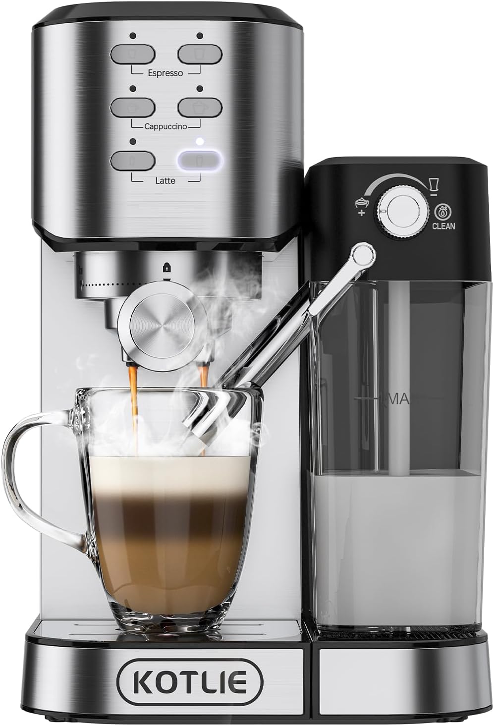 KOTLIE 20Bar One Touch Coffee Machines for Espresso,Cappuccino and Latte,Compatible ESE Pod Espresso Coffee Machine with Automatic Milk Frother(CM5180