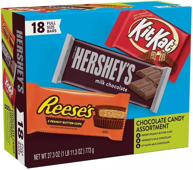 Chocolate Bars Multipack - HERSHEY'S, KIT KAT and Assorted Milk Chocolate, Holiday Sweets, Large Chocolate Bars Bulk 27.3 oz (18 Count)