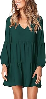 Amoretu Women Summer Tunic Dress V Neck Casual Loose Flowy Swing Shift Dress