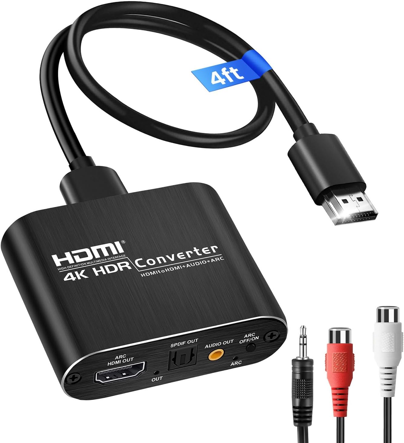 avedio links HDMI ARC Audio Extractor Converter 4K@60Hz, HDMI to Optical Toslink SPDIF + 3.5mm AUX Jack Stereo Audio Adapter Converter Splitter Inserter Embedder Support HDCP2.2 Digital PCM DTS 5.1