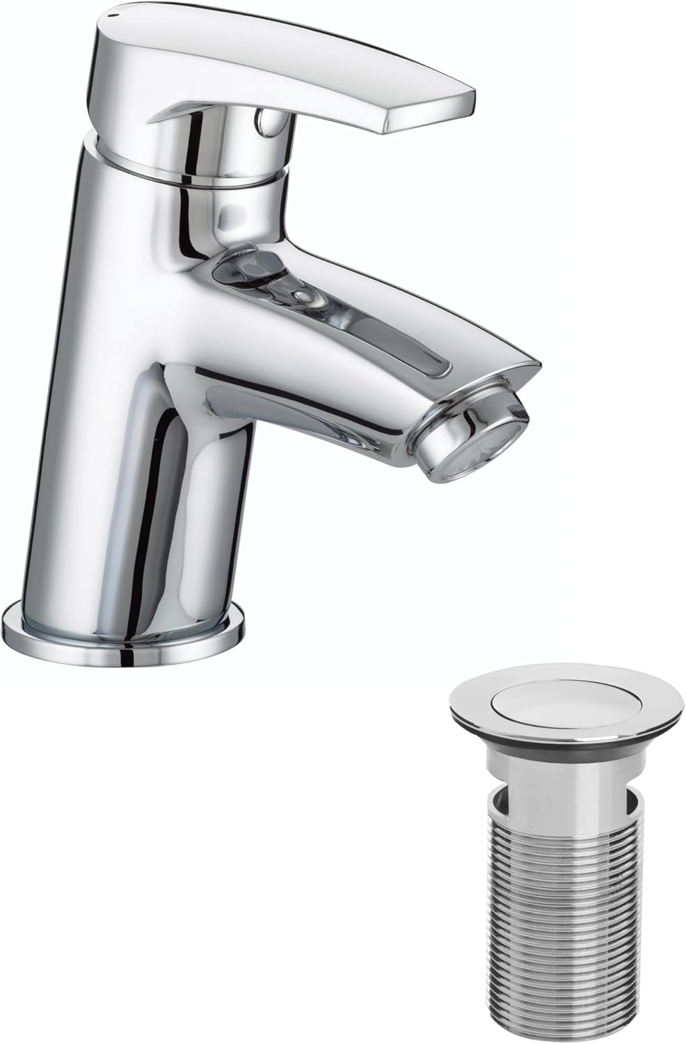 Bristan Orta Chromed Bathroom Basin Sink Monobloc Single Hole Mixer Tap Faucet with Clicker Pop Up Waste (OR BAS C)