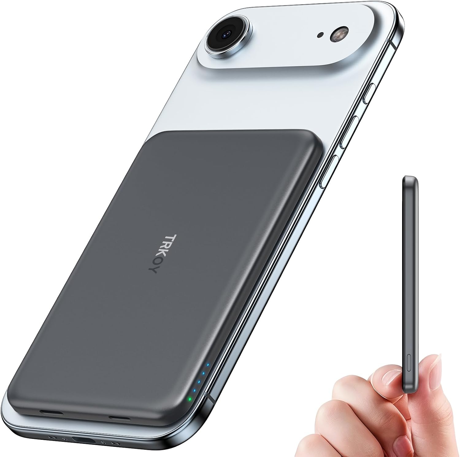 For Magsafe Power Bank, Ultra-Slim Wireless Portable Charger, 5000mAh Magnetic Power Bank Fast Charging with USB-C, Smartphones Battery Pack Compatible with iPhone 17/16/15/14/13/12 Series, Space Gray