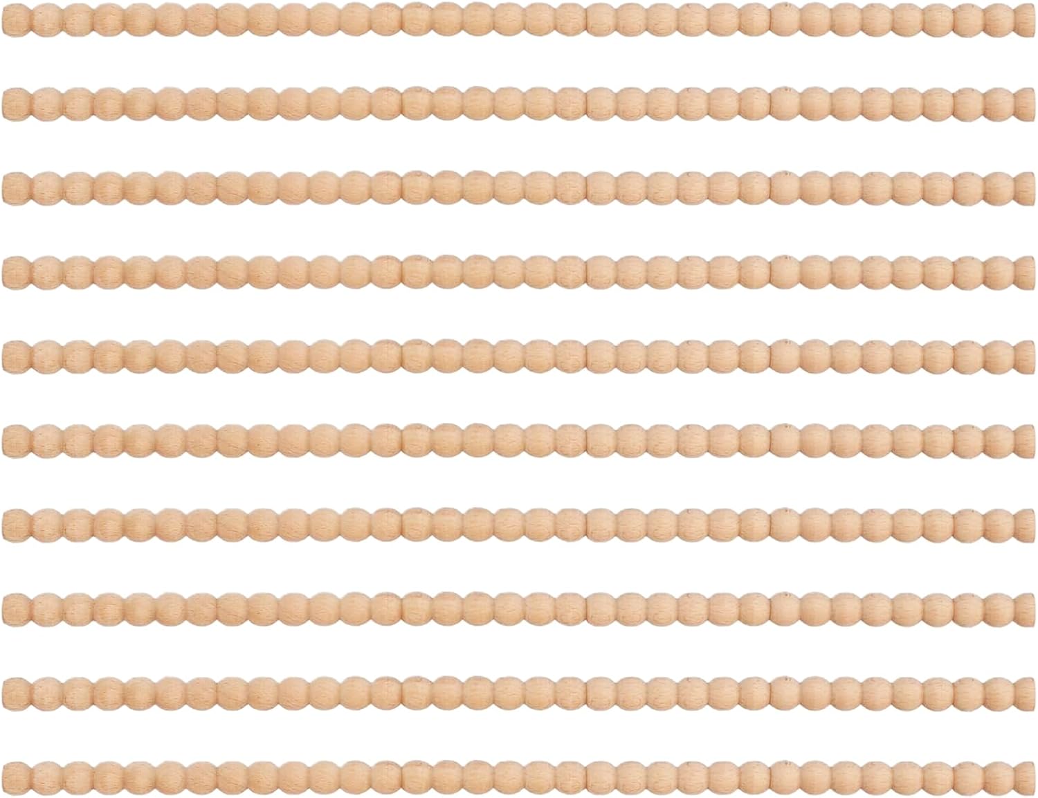 10Pcs Unfinished Decorative Wood Trim Half Round Wooden Beaded Molding Sticks Decorative Bobbin Moulding Trim for Home Wall Decor Cabinet Shelf and Window Door