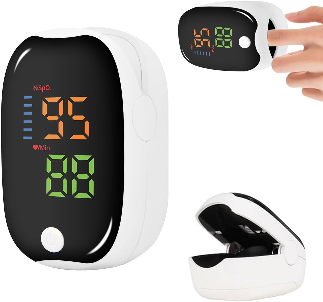 New No Pricking Non Invasive for Meters Fingertip, Clear Display with Fast Readings, Portable for Home and Travel - Ideal for Daily Use (White - 1PC)