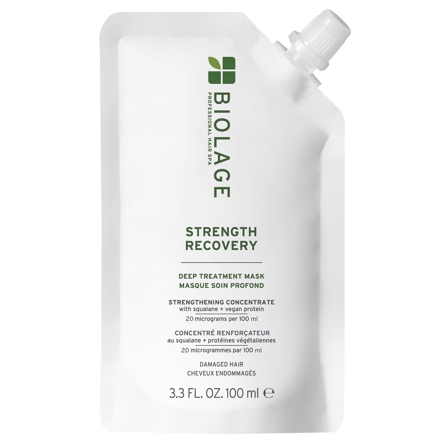 Biolage Strength Recovery Deep Treatment - Instantly Nourishes & Protects, Fortifies Strands, Reduces Breakage, With Olive Squalane & Proteins, Vegan, Paraben-Free