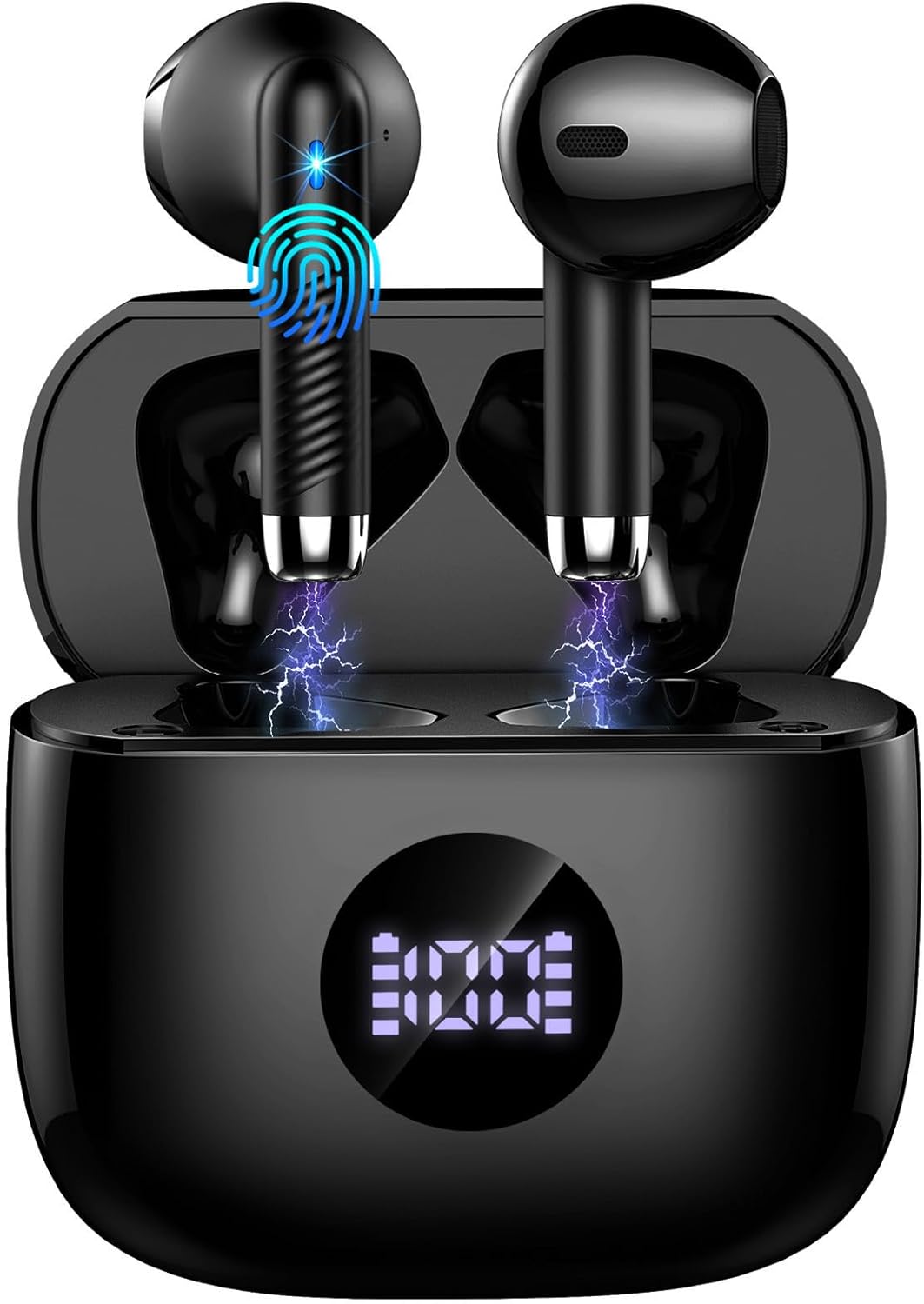 Wireless Earbuds, 2025 Bluetooth 5.4 Headphones 3D Bass Stereo, in Ear Earphones with ENC Noise Cancelling Mics, 40H Playback Ear Buds, IP7 Waterproof with Bluetooth Earbuds Dual LED Display, USB C