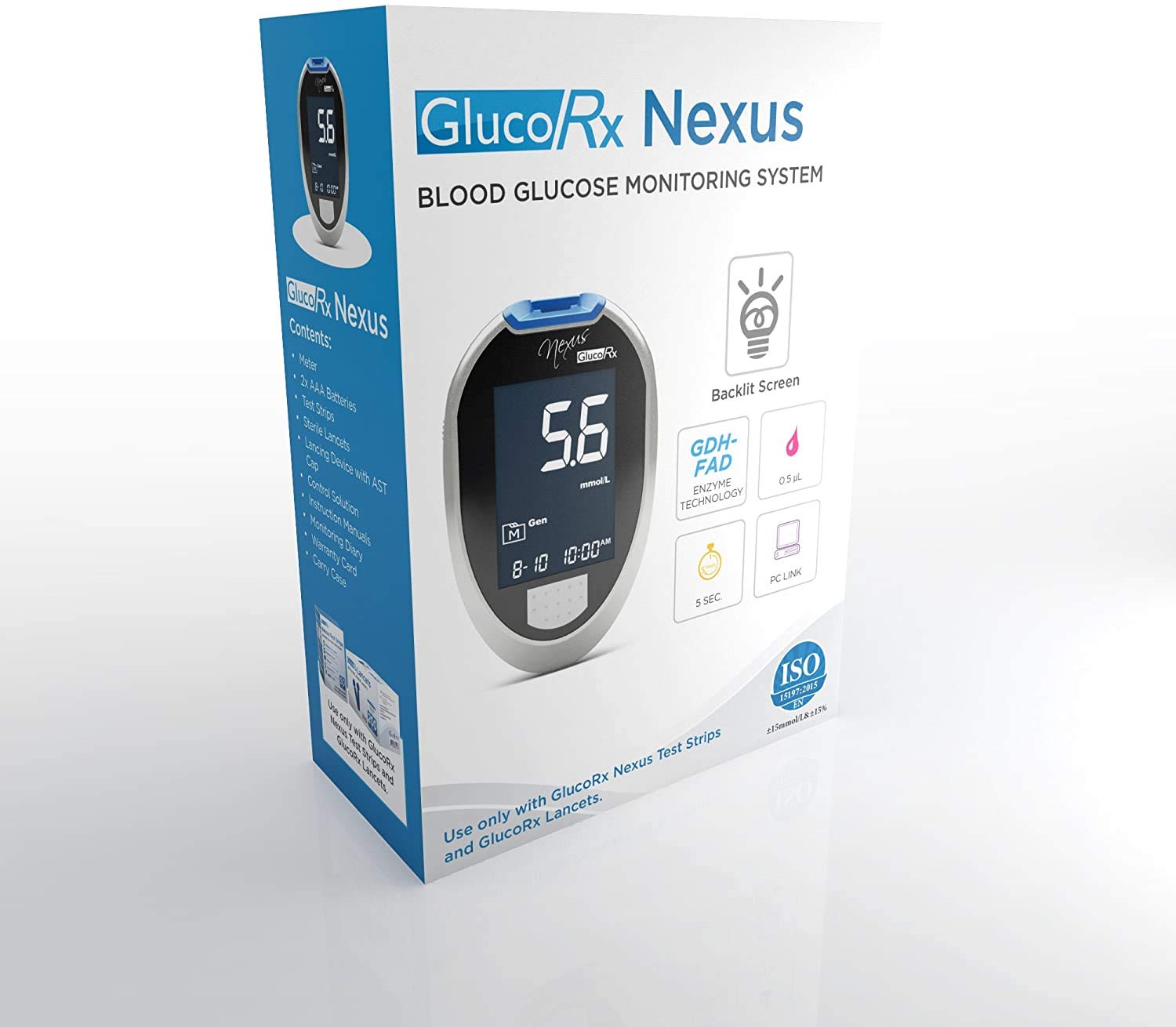GlucoRx W709001 Nexus Meter, 96mm x 61mm x 26mm