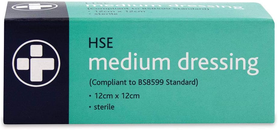 Reliance Medical Medium Sterile HSE Dressing in Box, 12cm x 12cm, Ideal for First Aid Emergencies, Wound Care, and HSE Kit Refills (Pack of 10)