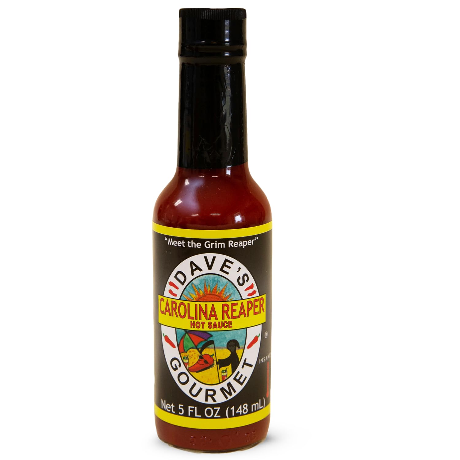 Dave's Gourmet Carolina Reaper Hot Sauce - Insanely Hot & Bold Flavor - Carolina hot pepper - Ideal for Tacos, Wings, Marinades & More - Gluten Free Hot Sauce - 5oz Bottle (Pack of 1)