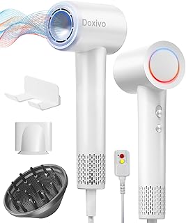 Professional Hair Dryer - 130000 RPM High Speed Brushless Motor Negative Ionic Blow Dryer for Fast Drying, Low Noise Thermo-Control Hairdryer with Magnetic Diffuser & Nozzle for Home Travel