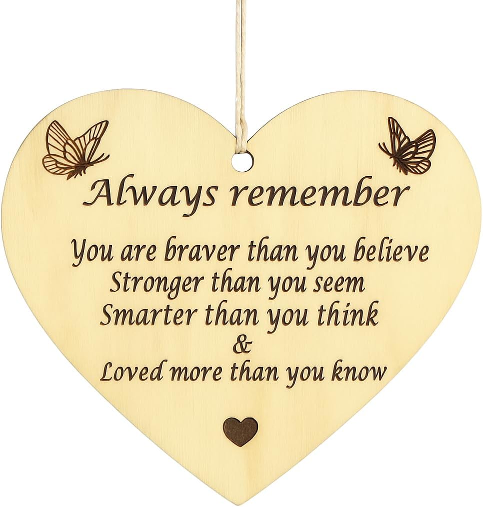 Pet-Jos Decorative Sign Heart Plaque 10 x 10 cm Always Remember Wooden Sign Gift