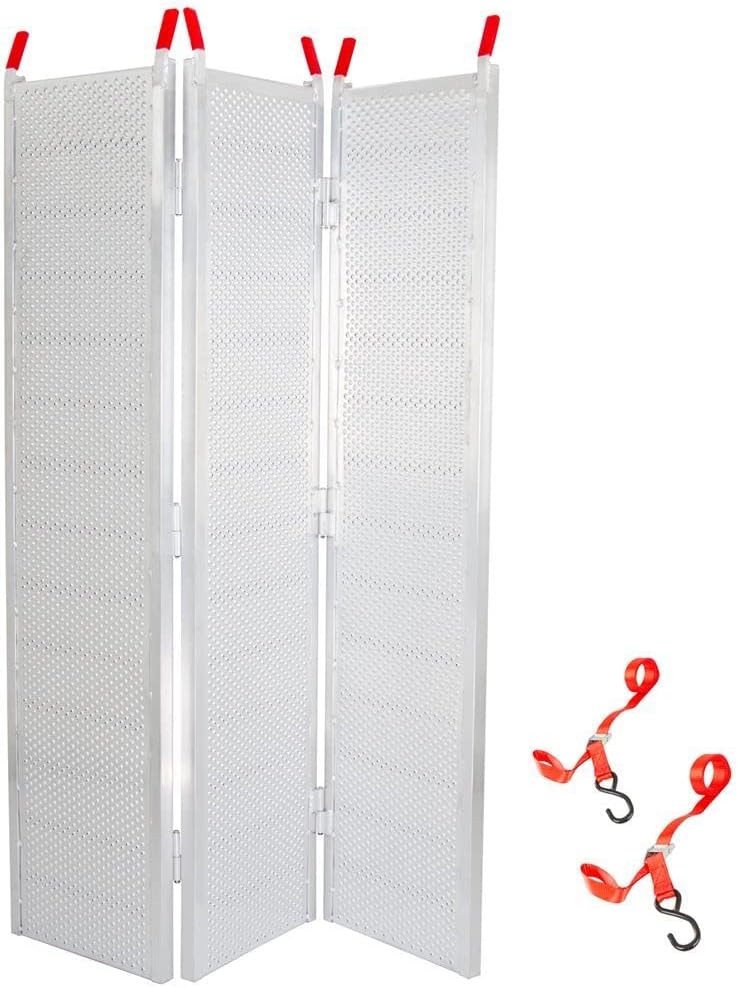 Black Widow Aluminum Folding ATV Ramp w/ Extra Wide Punch Plate, 1,500 lbs Capacity, 6’ 5” - Heavy-Duty Loading Ramp for Trucks and Trailers