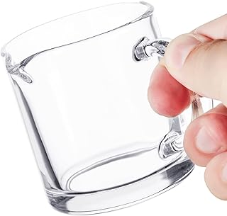 Espresso Cups Set of 2, 4 OZ Double Spouts Cups, Espresso Shot Glasses, Milk Cup with Handle, Clear Glass, Espresso Accessories for Espresso Machine