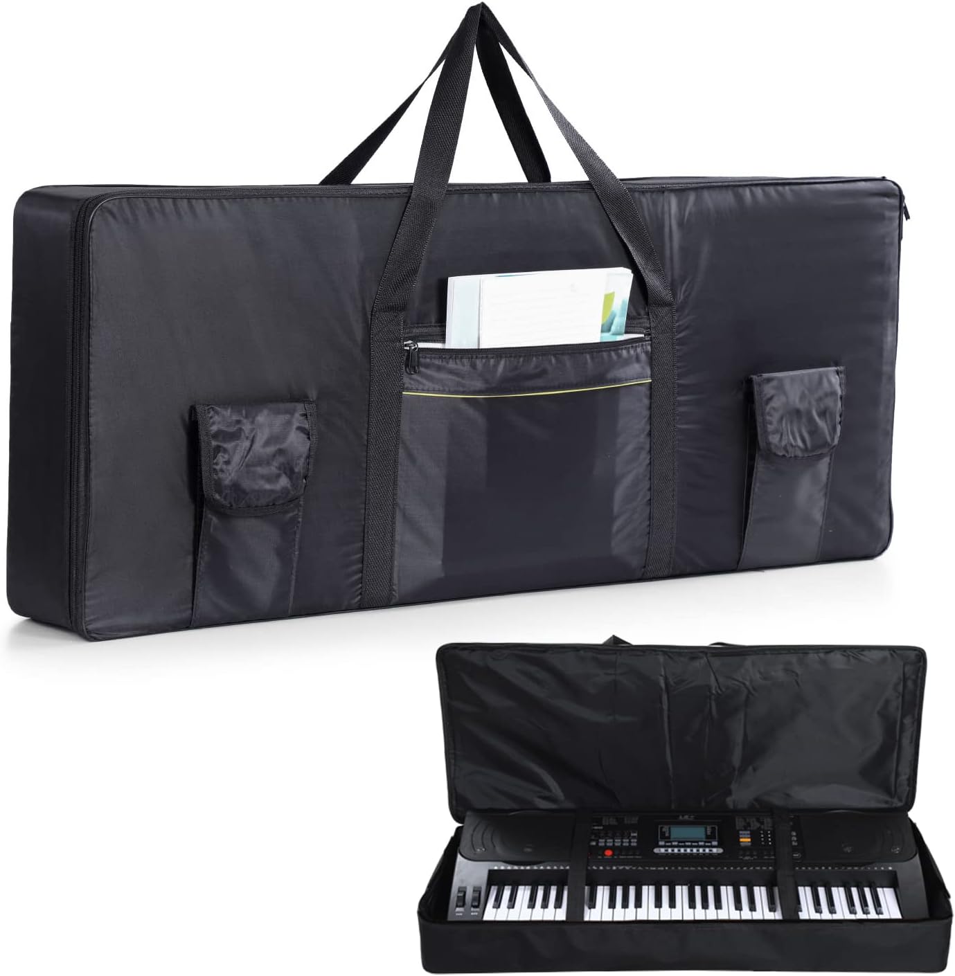 61 Key Keyboard Case, 40.2"x17.3"x5.9" Portable Water Repellent Keyboard Carrying Case with 3 Pockets