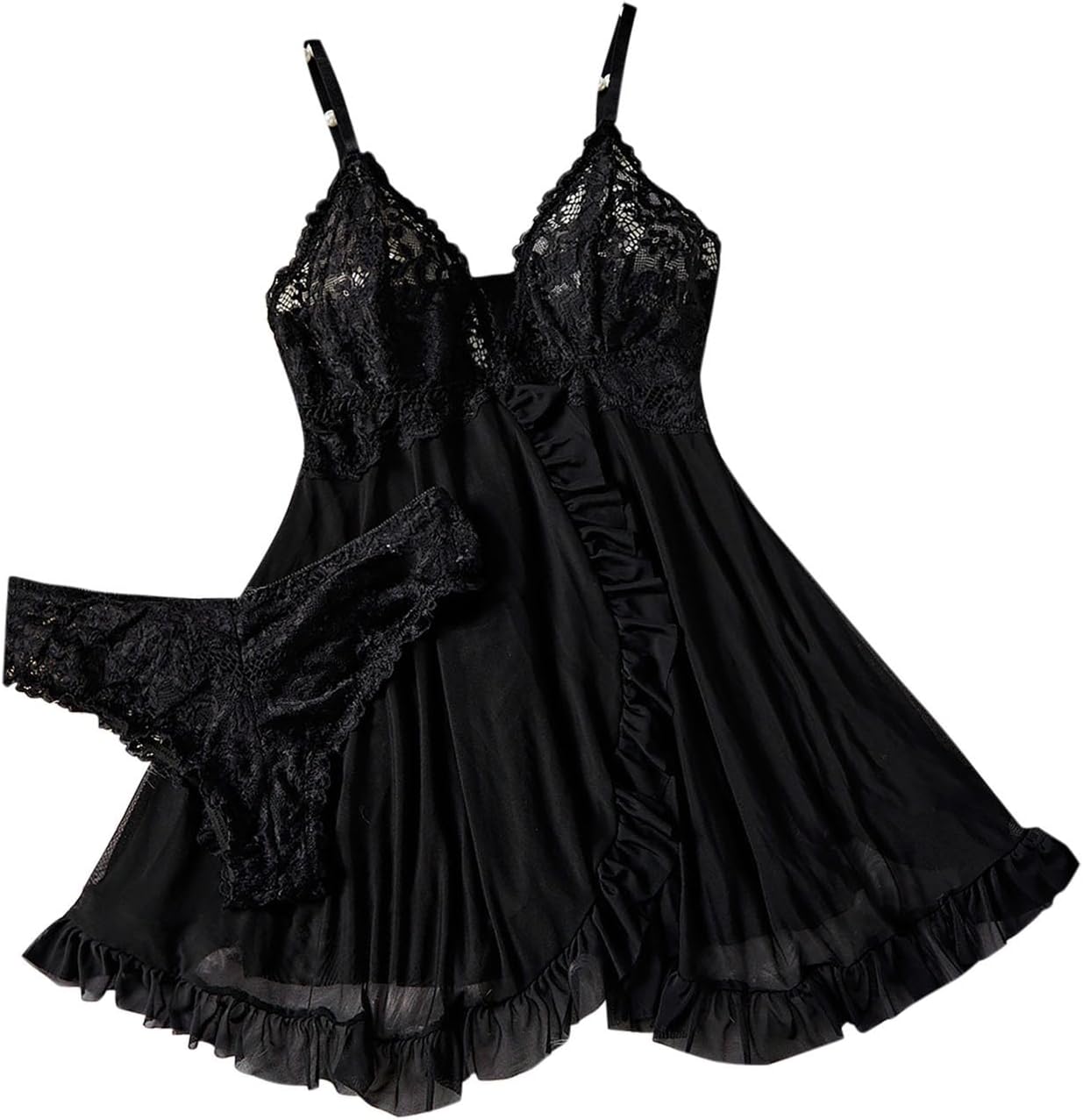 Borniu Women Nightgown Lace Babydoll Lingerie Dress Sexy Sleepwear Mini Slip Chemise Nightwear Naughty Sluttly Nightdress A3