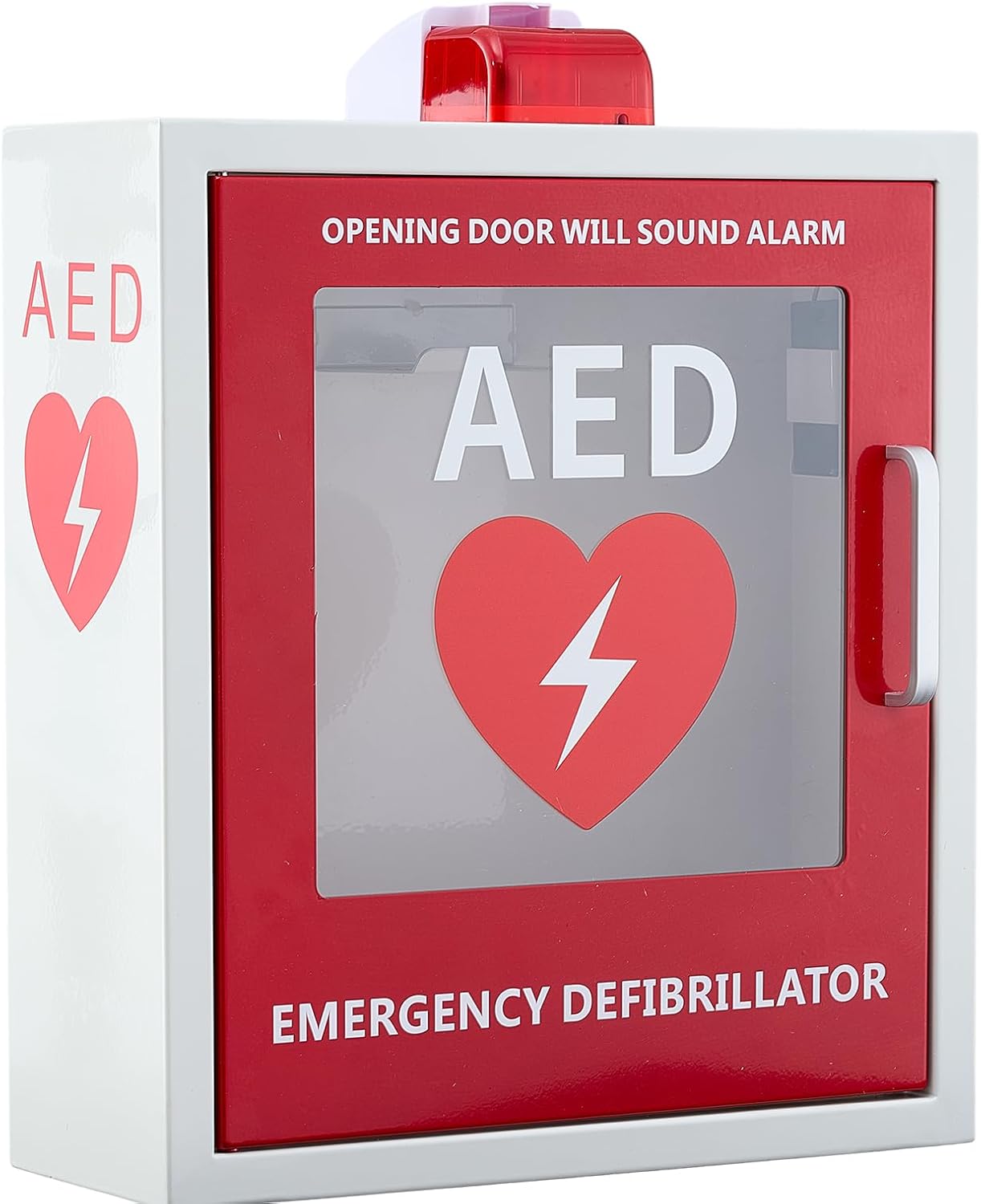 Blulu AED Defibrillator Cabinet Wall-mounted AED Cabinet with Alarm Clear Window Storage with Handle & Magnetic Lock for Home, Office, Hospital and Public Places, 15.8 x 13.8 x 5.3 Inch