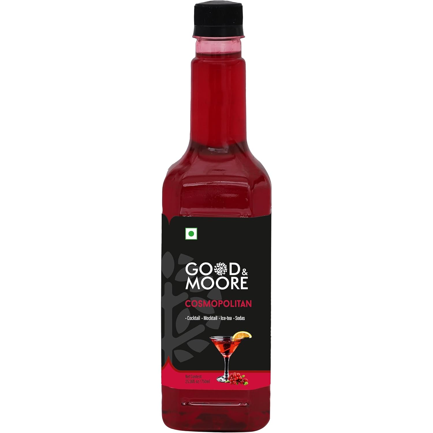 GOOD&MOORE Cosmopolitan Syrup | For Cocktail, Mocktail, Sodas, Ice-teas, Juices, Beverages and more | Concentrated Syrup | Ready to mix | Mixer | Premium Syrup | 25.36fl.oz/ 750ml | Perfect for gifting at Diwali, Thanksgiving and Christmas | Festive Gifts