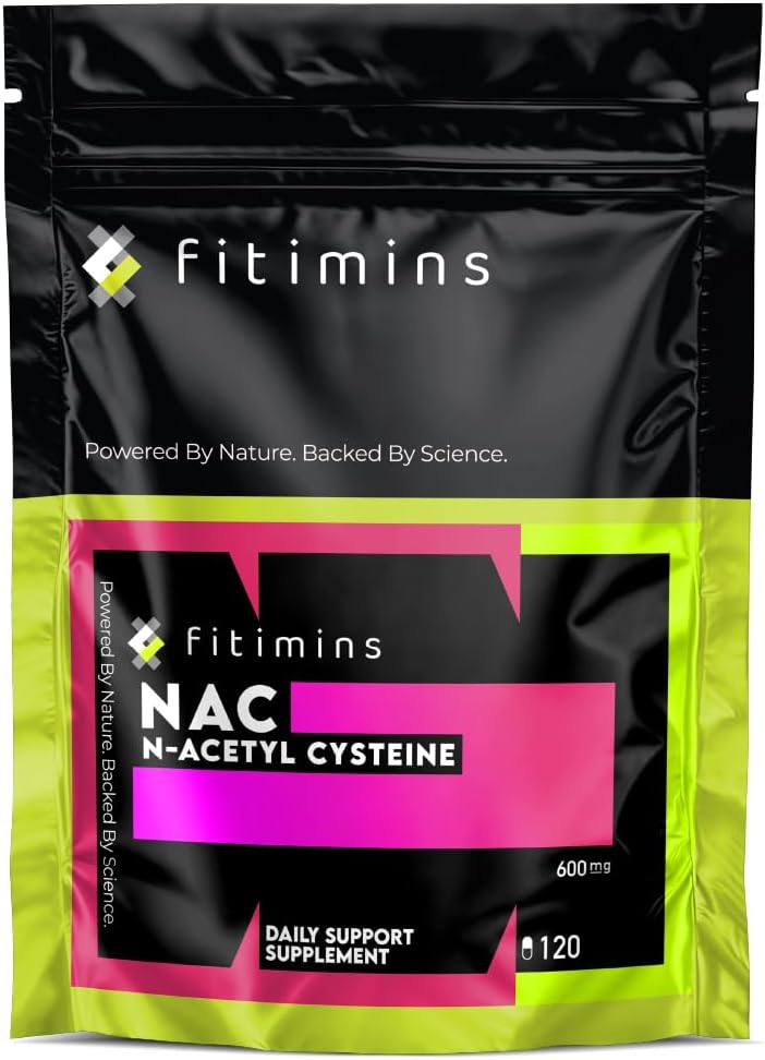 N-Acetyl Cysteine (NAC) 600mg | Daily Support Supplement | 2-Month Supply | 120 Vegan Capsules | UK-Made Supplement | Boost Immunity, Improve Respiratory Health, Reduce Inflammation | Fitimins