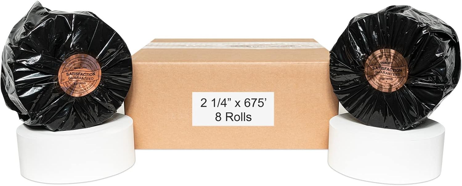GenMega Tranax 2 1/4" x 670' Heavy Weight ATM Paper Rolls By ROLLXY, 8 Rolls/Case, BPA Free ATM Machines Thermal Paper Rolls G2500 GT3000 Tranax MB 1700 1705