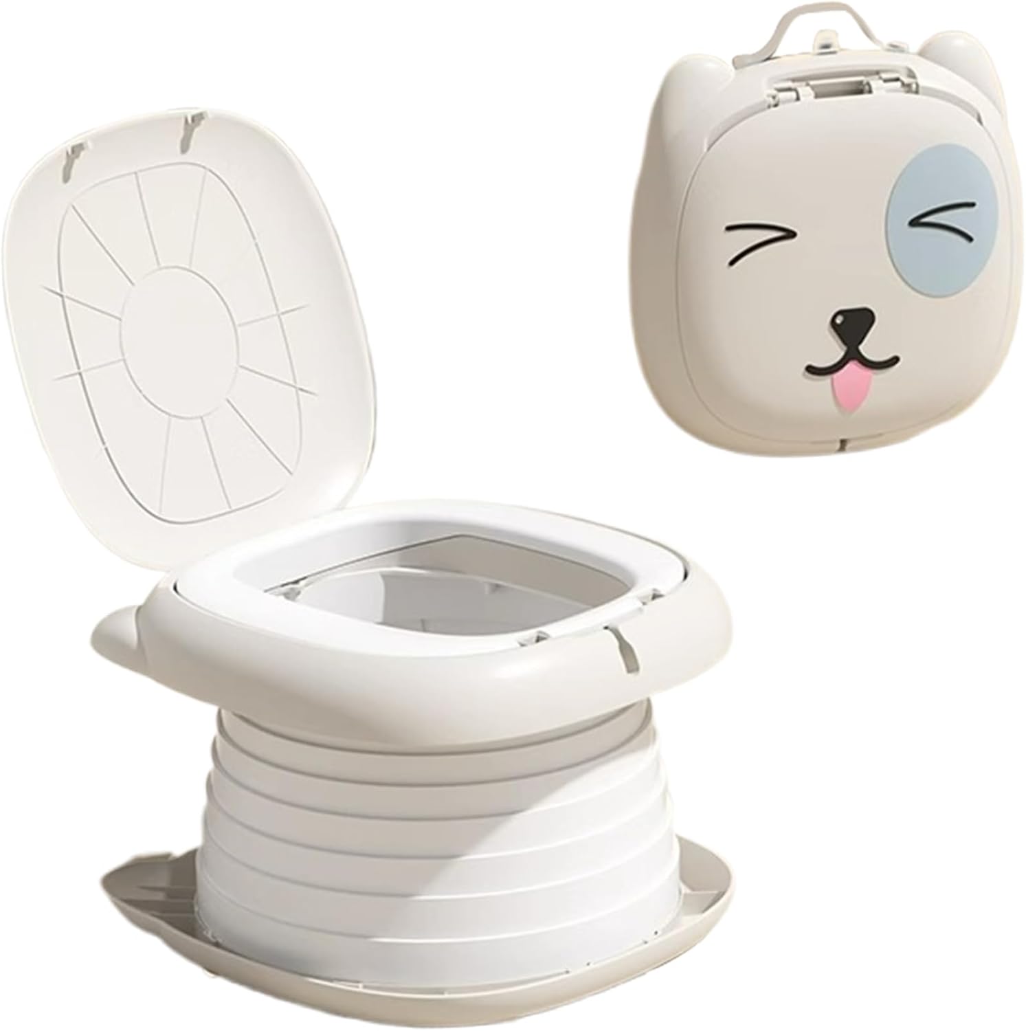 Portable Potty for Toddler, Practical & Foldable Travel Potty with Trash Bag & Storage Bag for Car, Camping, Outdoor, Indoor, Grey