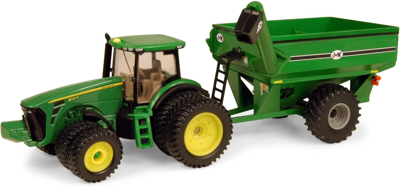 ERTL John Deere Tractor Toy with J&M Grain Cart - 1:64 Scale - Farm and Construction Toys - Authentic Die-Cast John Deere Tractor Toys - 8 Years and Up