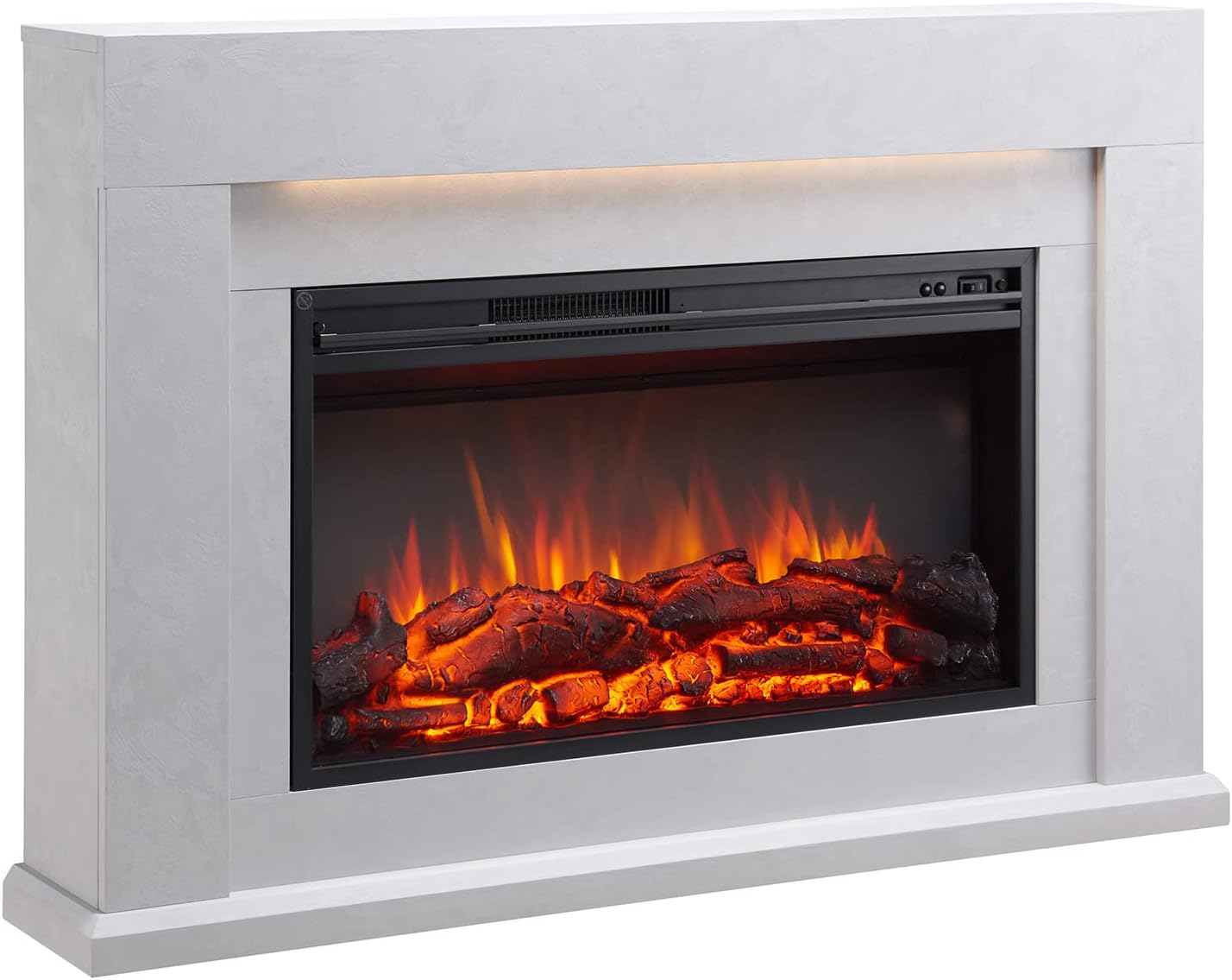 FLAMME Madura Electric Fireplace with 47''/118cm surround includes 2kW Fireplace Heater Cement Grey Multiple Colours Available