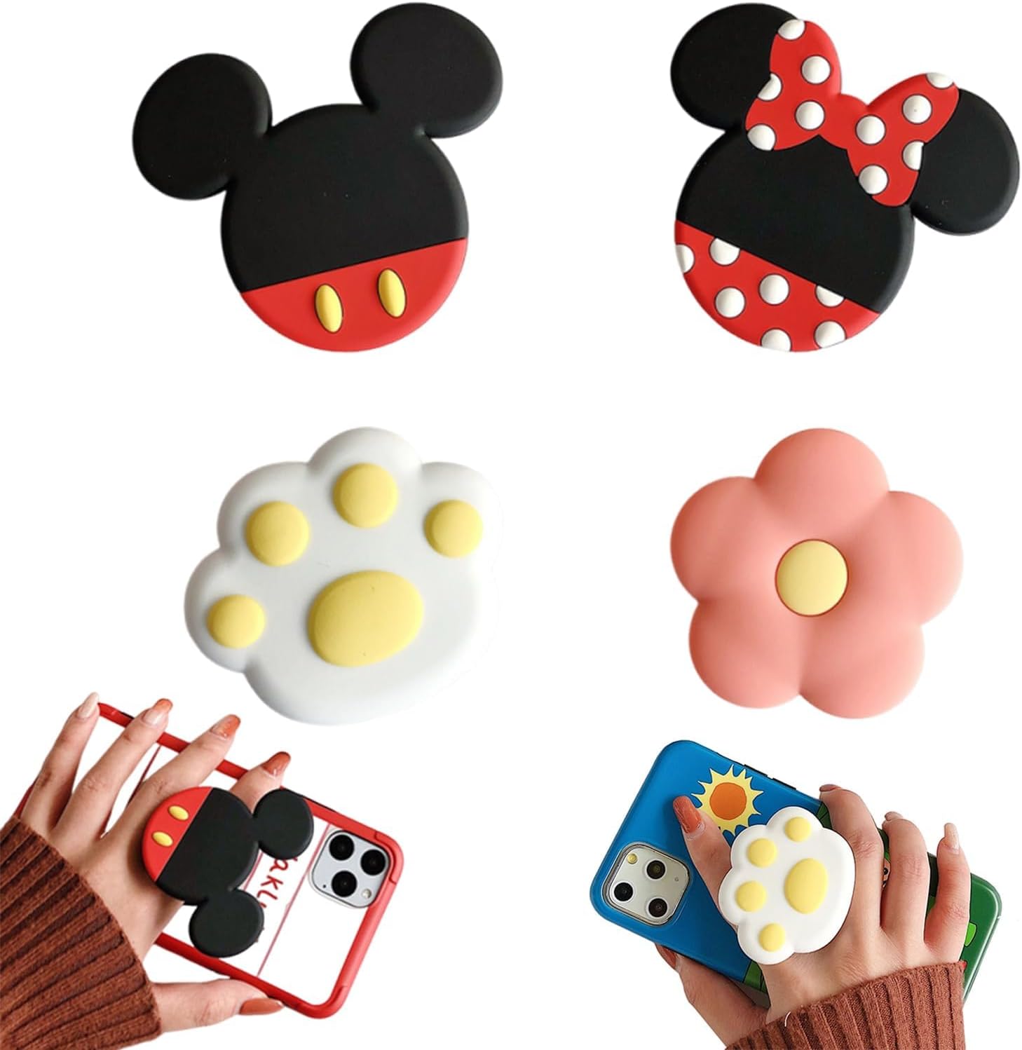 4PCS Phone Grip, phone grips for back of phone, Adhesive Grip, Multi-function Foldable Finger Kickstand Rotation Cell Phone Stand for Smartphones and Tablets Marble Pattern