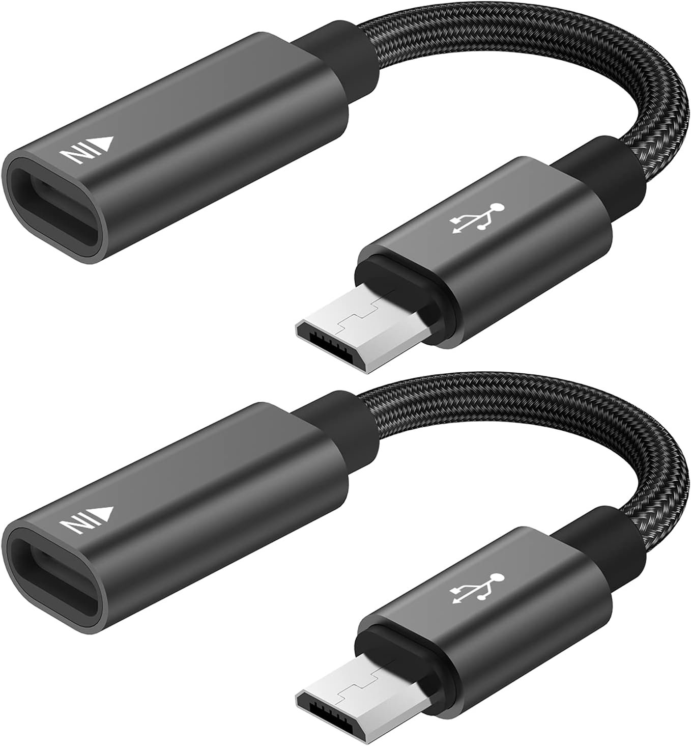 USB C to Micro USB Adapter, KUXIYAN (2 Pack) Type C Female to Micro USB Male Charger Connector Support Charge & Sync Compatible with Samsung Galaxy S7 Edge S6, LG Nexus 5 4 and Micro USB Devices-Black