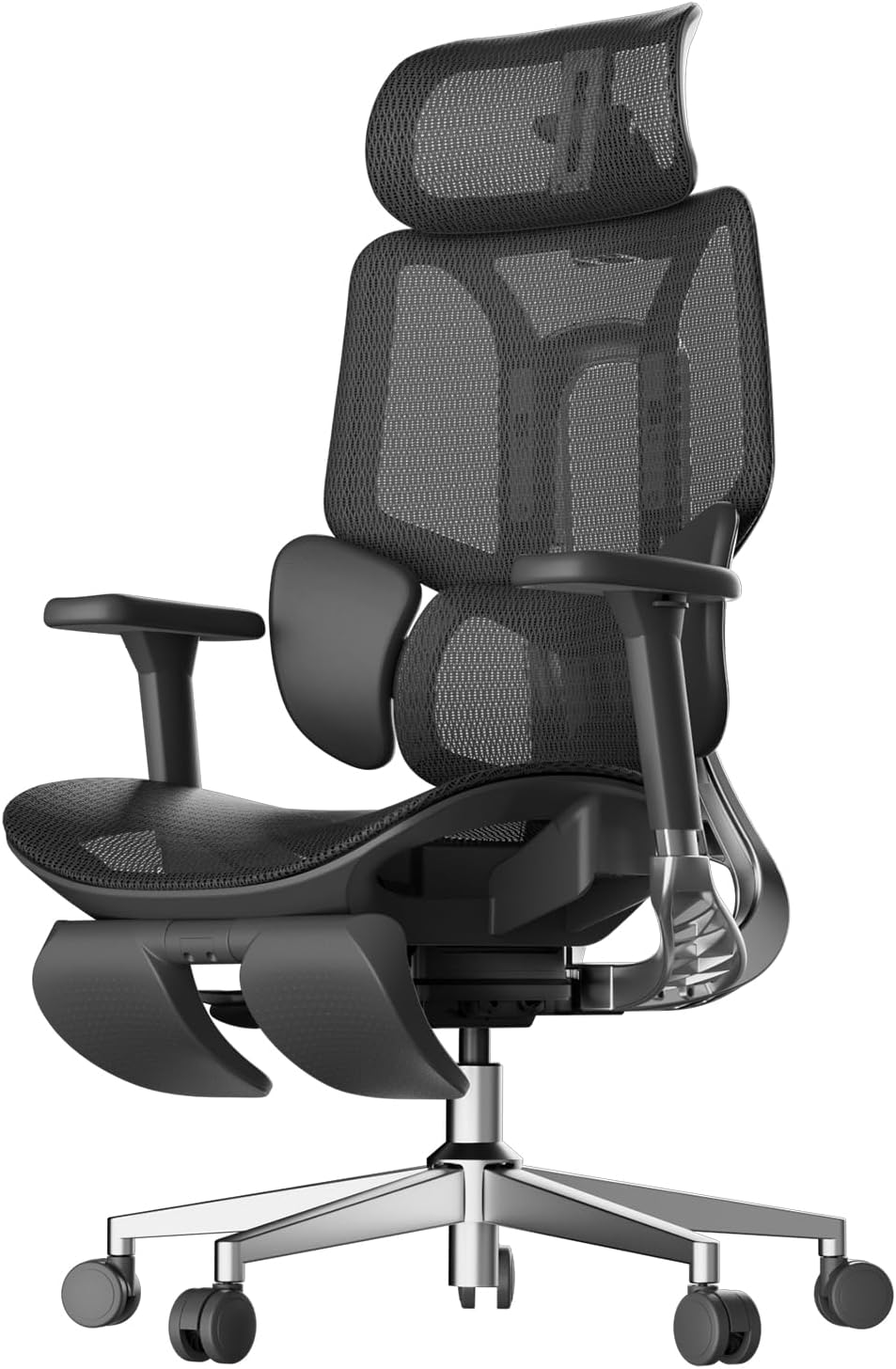 Hbada E3 Air Ergonomic Office Chair, Big and Tall Office Chair - with 3-Zone Dynamic Lumbar Support, 3D Adjustable Headrest, 4D Adjustable Armrests, Swivel, Black(with Footrest)