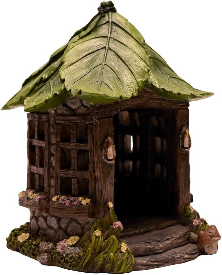 Treasure Gurus Mini Light Up Fairy Bungalow Stone House Outdoor Solar Cottage Garden Dollhouse Landscape Decor