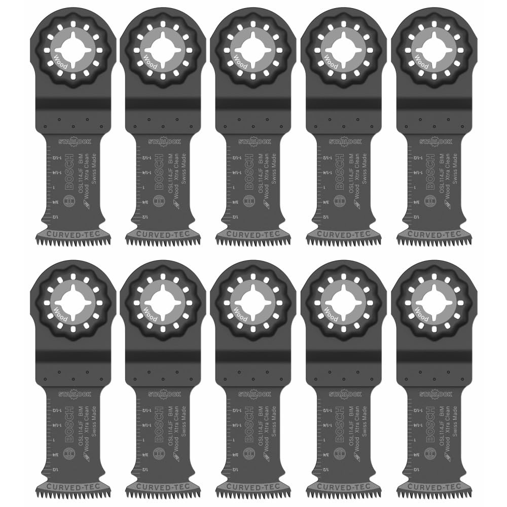 BOSCH 1-1/4 in. OSL114JF-10 Starlock Oscillating Multi-Tool Bi-Metal Blade 10-Pack - Professional Swiss-Made Precision, 3D Interface Design, Universal Tool Compatibility for Clean Cuts in Hard Wood