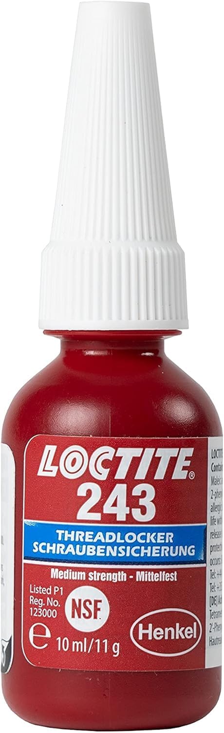 LOCTITE 243 Threadlocker, Universal adhesive for Securing Screws, Medium-Strength thread lock for Metal Threads, Liquid Glue for Use on Pumps, Gearboxes and More, 1x10ml