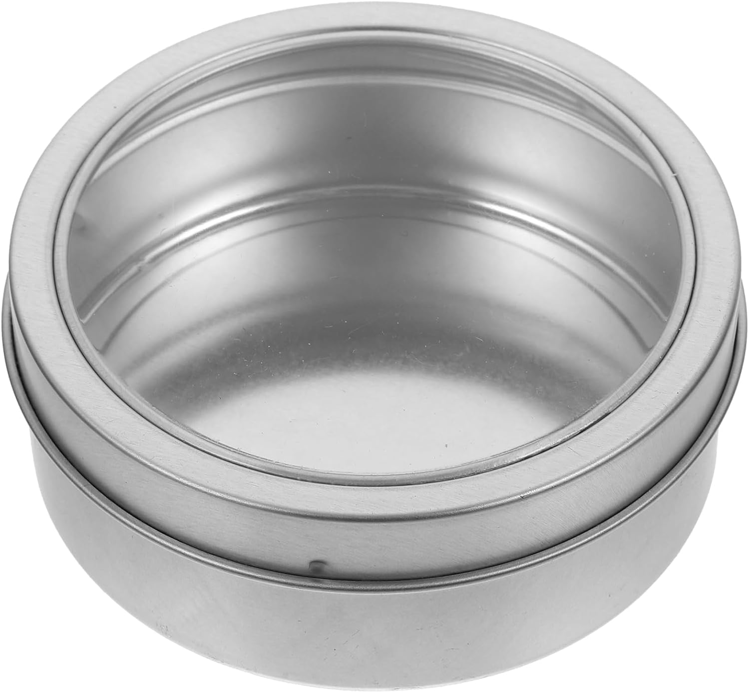 Garneck 3 Ounce Aluminum Cans - Round Spice Box with Magnetic - Transparent Top Screw Lid Metal Storage Tins Containers for Storing Spices, Candies, Lip Balm, Candles