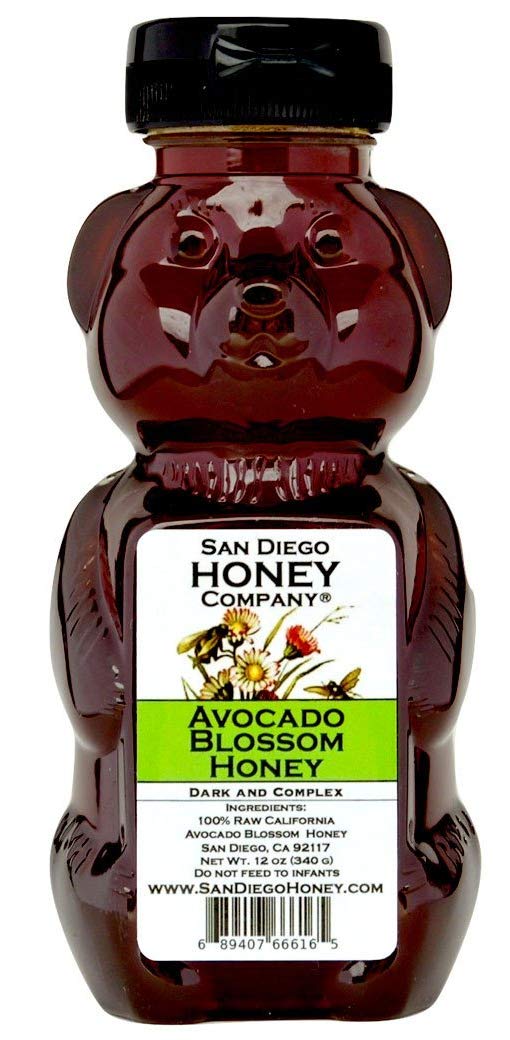 AVOCADO BLOSSOM HONEY by San Diego Honey Company - 12 oz Honey Bear, Raw Floral Honey