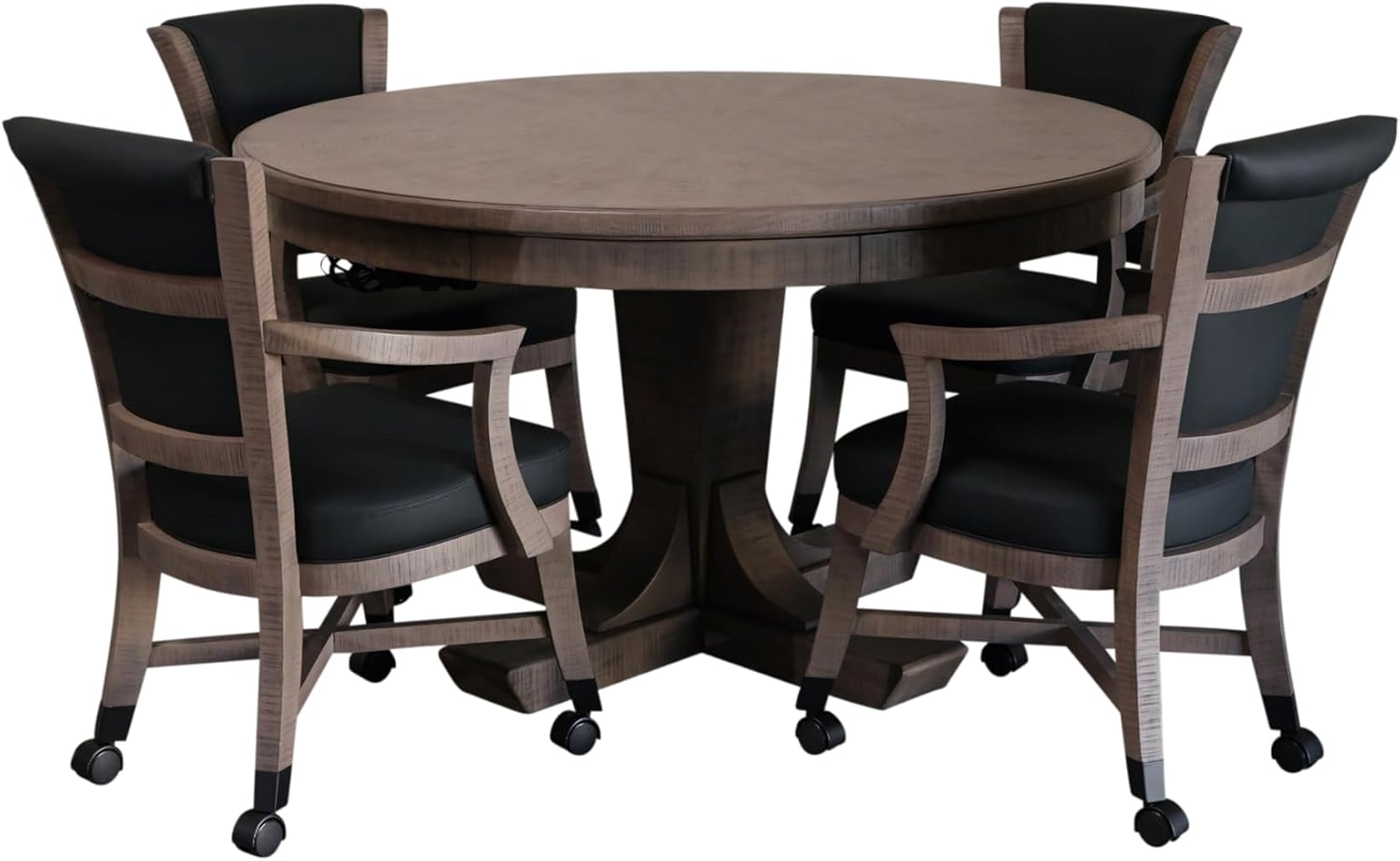 Kai Poker Game & Dining Table & Bumper Pool Table 3 in 1 Set w/6 Game Chairs (Antique Finish 6 Game Chairs)