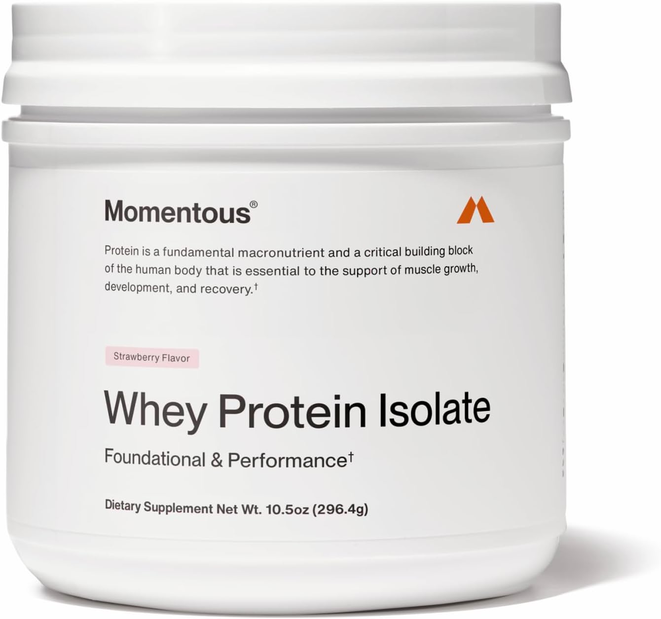 Momentous Essential Grass-Fed Whey Protein Powder - 20 g Whey Isolate Protein - NSF Certified for Sport - Gluten-Free - 12 Servings for Essential Everyday Use - Strawberry - Package May Vary
